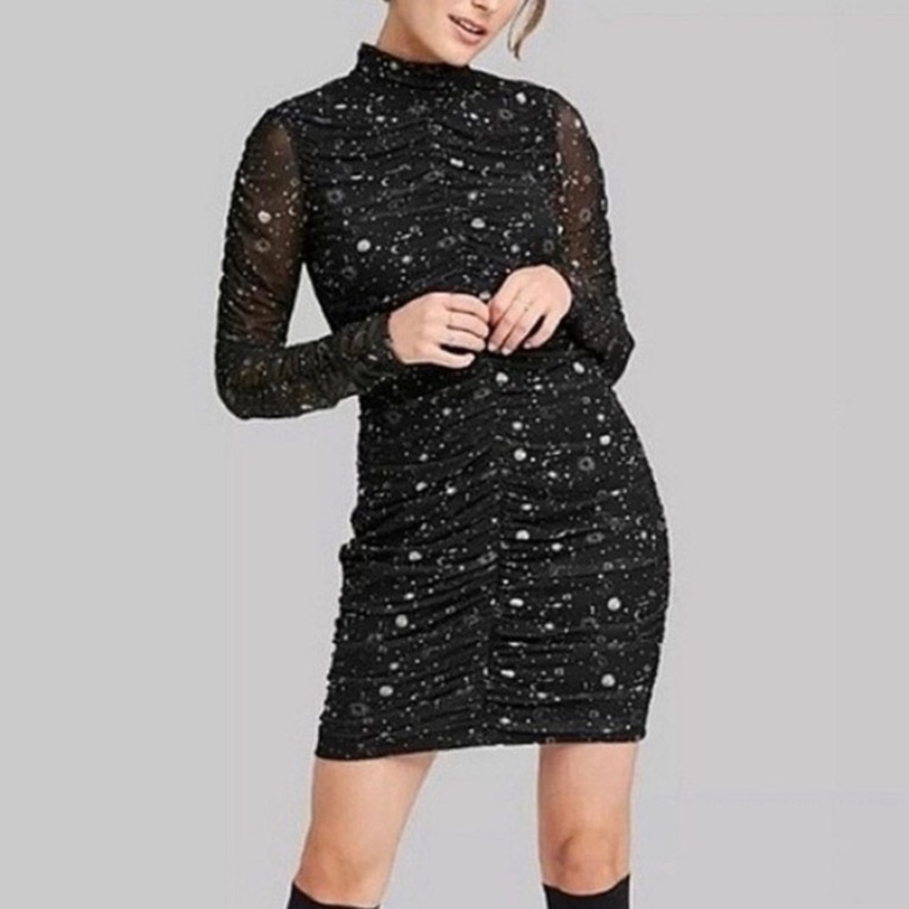 Wild Fable Ruched Celestial Mini Dress